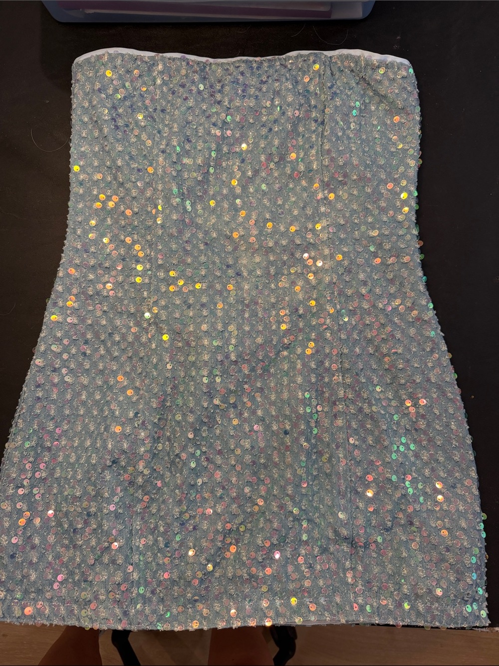Superdown Iridescent Sequin Strapless Mini Dress